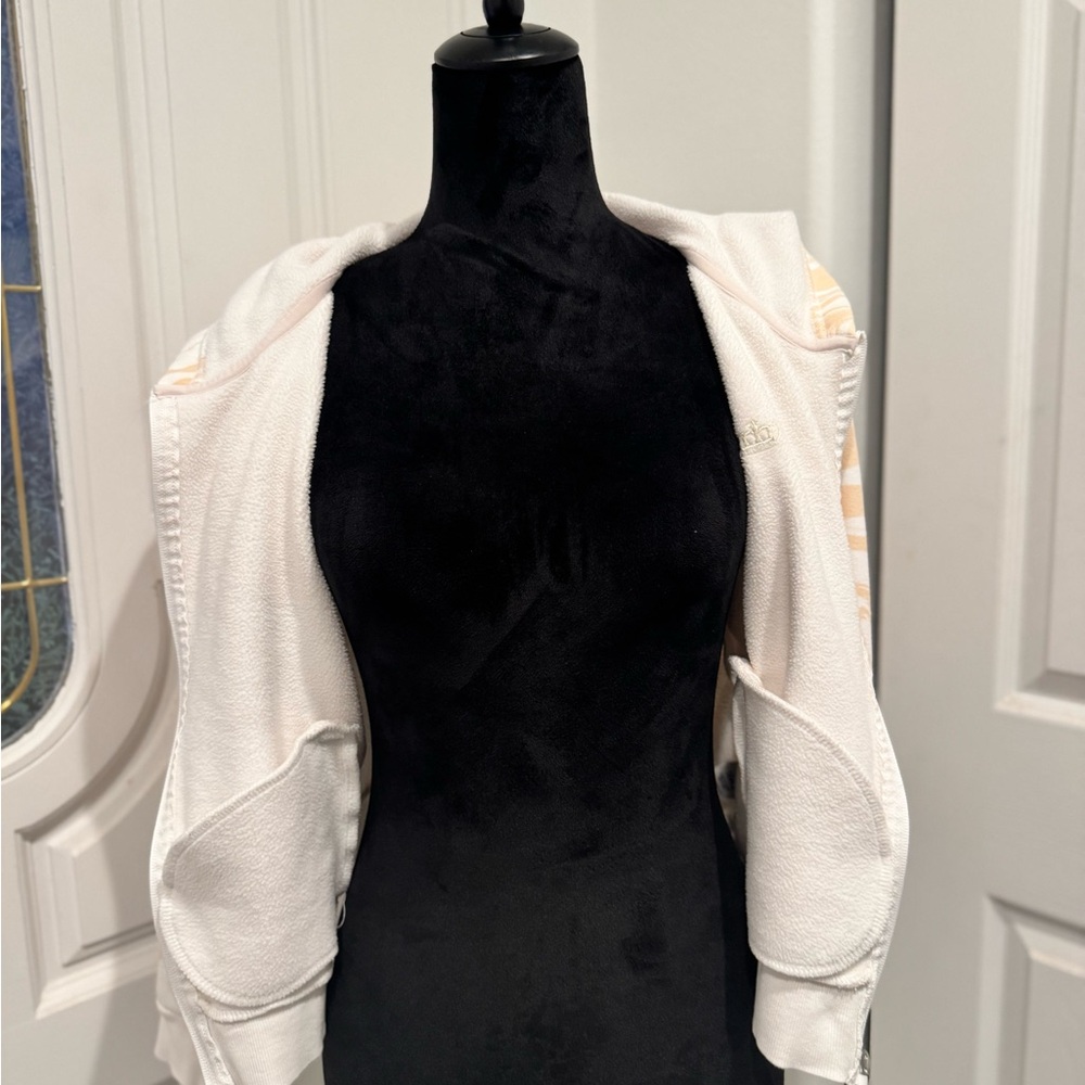 Juicy Couture Women's Tan Beachwood Swirls Zip Up Hoodie Sherpa Sweatshirt M - Picture 8 of 10